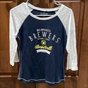 Milwaukee Brewers Baseball Raglan Shirt - Navy and White
